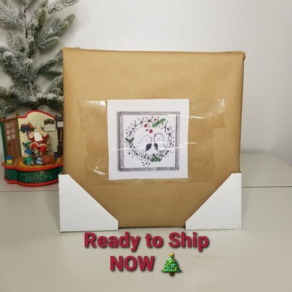 Christmas Wreath Love Birds Holiday Decor  Wood Sign Rustic Farmhouse Wo… - Picture 7 of 7